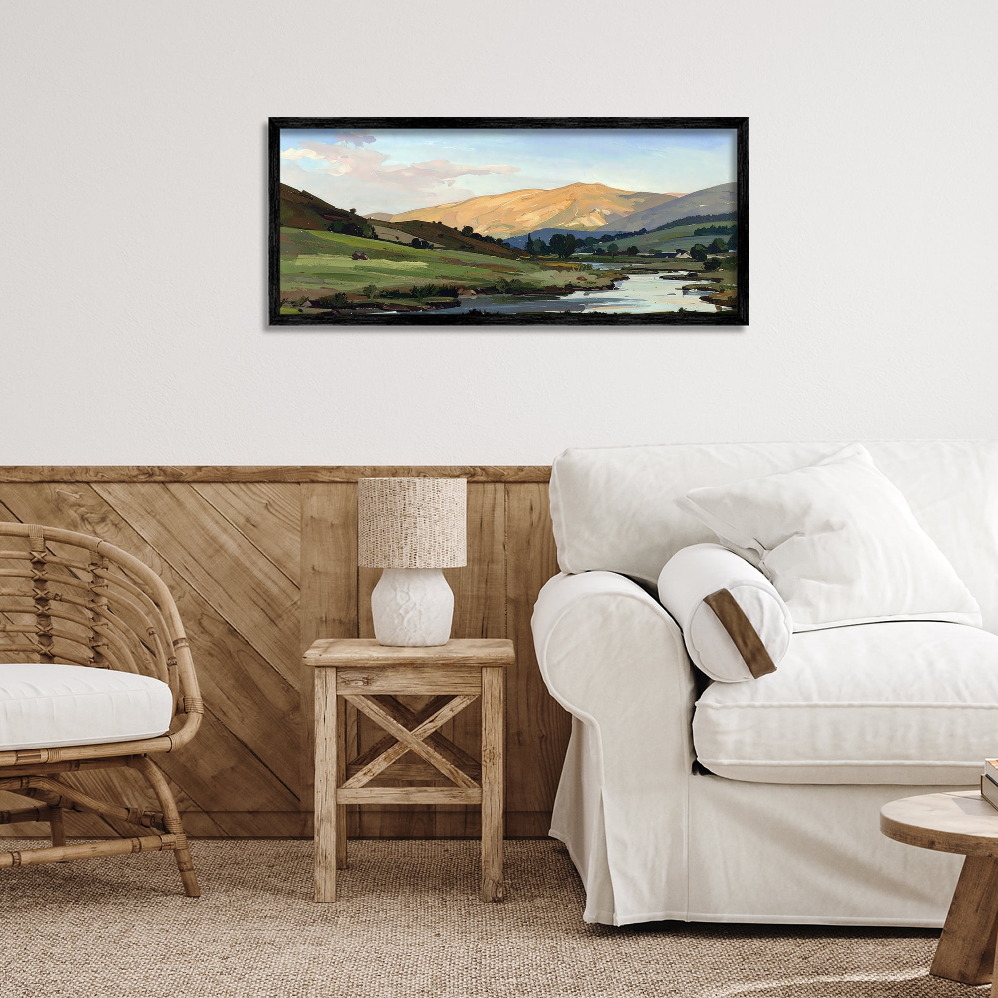 Stupell Industries Across The Valley Landscape Black Framed Giclee Art, design by Alonza Saunders