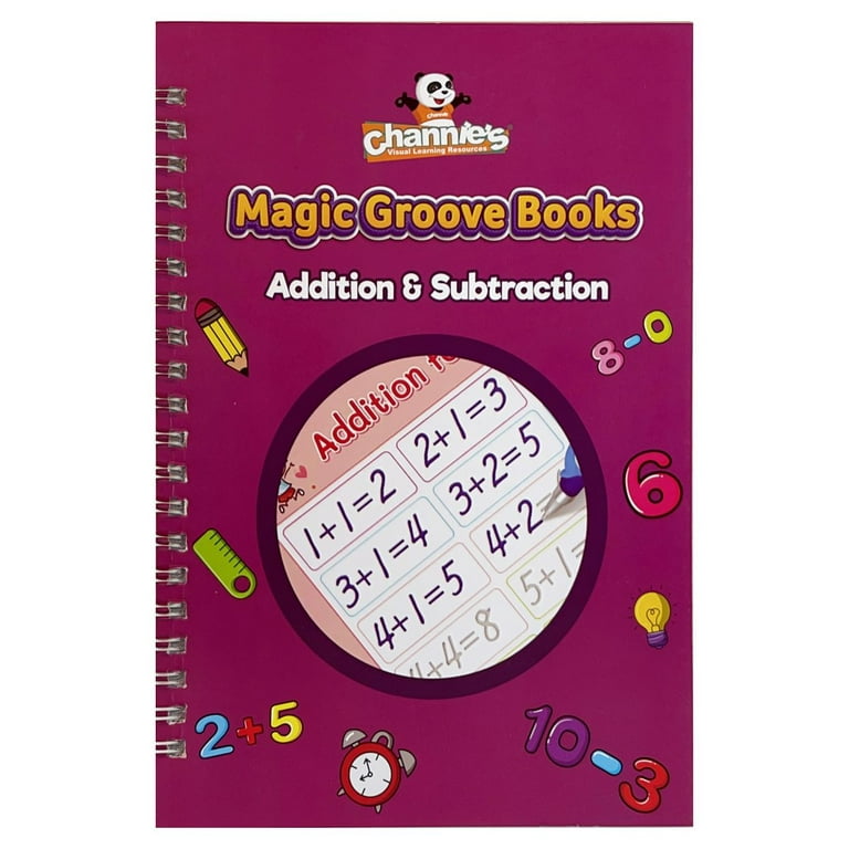 4 Pc Grooved Handwriting Book Practice, Kids Writing with Auto Disappear  Ink Pen
