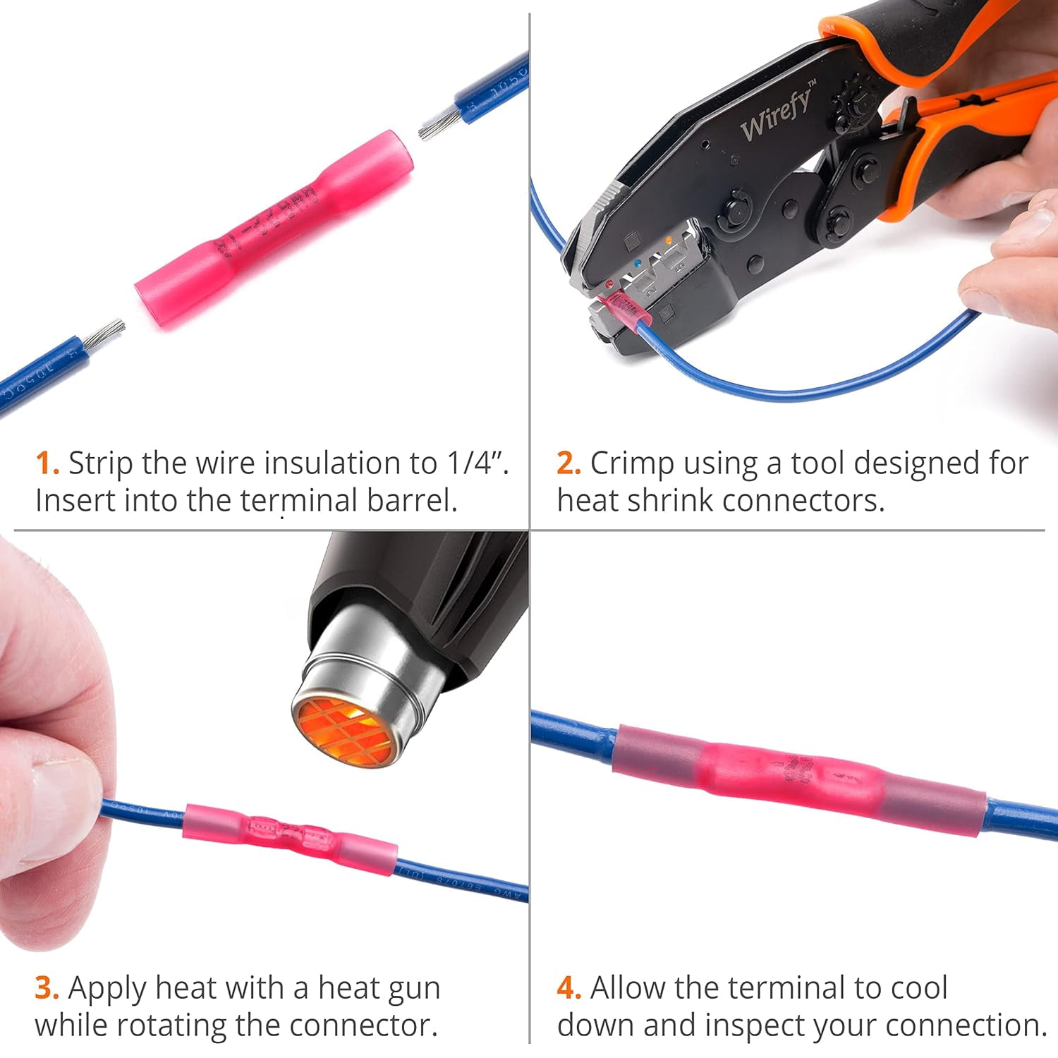 Wirefy 200 PCS Heat Shrink Butt Connectors Red 22-16 AWG - Marine Grade Butt Connectors - Wire Butt Splice Connectors - Electrical Waterproof Heat Shrink Butts
