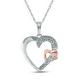 thumbnail image 2 of Sterling Silver Womens Round Diamond 2-tone Heart Pendant 1/6 Cttw, 2 of 2
