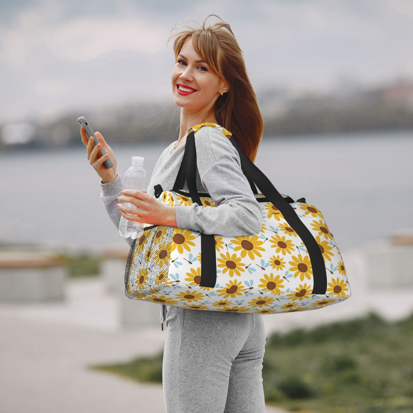 Fuzoiu Sunflowers Print Travel Duffle Bag,Carry On Tote Bags,Duffel Bag,Sport Gym Bag, Hospital Bag for Labor and Delivery, Overnight Bag,Luggage Bag