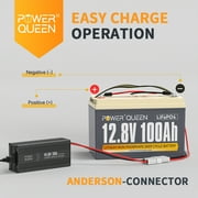 Power Queen LiFePO4 12V 100Ah Lithium Battery Deep Cycle 1280Wh with 14.6V 20A Charger
