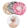 thumbnail image 2 of Juego de 3 gorros de ducha impermeables para mujer, gorros de baño reutilizables de doble capa con forro de PEVA., 2 of 5