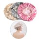 thumbnail image 2 of Juego de 3 gorros de ducha impermeables para mujer, gorros de baño reutilizables de doble capa con forro de PEVA., 2 of 5