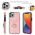 thumbnail image 4 of Dteck for iPhone 12 Pro Max 6.7 inch PU Leather Back Case,Luxury Shockproof Soft TPU Anti-Drop Card Slots with Ring Bracket Slim Phone Cover.For iPhone 12 Pro Max,Pink, 4 of 8
