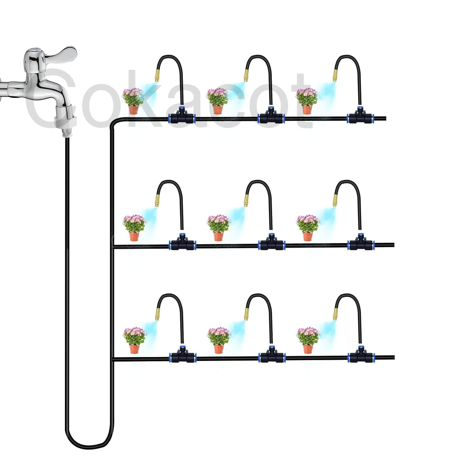 IRmm New Drip Irrigation System,Automatic Irrigation System with Replaceable 360-degree Bending Dropper,atomizing Copper Nozzle for Watering System for Garden Plant Lawn Patio. (Copper Nozzle)
