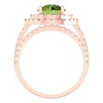thumbnail image 4 of 2.68 ct Brilliant Round Cut Natural Peridot 18K Rose Gold Halo Solitaire with Accents Engagement Bridal Wedding Ring Band Set size 5.5, 4 of 7