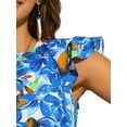 thumbnail image 5 of DARING DIVA Summer Short Sleeve Crew Neck A-Line Floral Mini Dress S Blue, 5 of 6