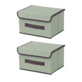 thumbnail image 5 of Hvmvliv Cotton and Linen Cloth Covered Storage Box Set of 2, Household Daily Washing Box for Clothing and Debris, Foldable with Lid & Handle Green, 5 of 7