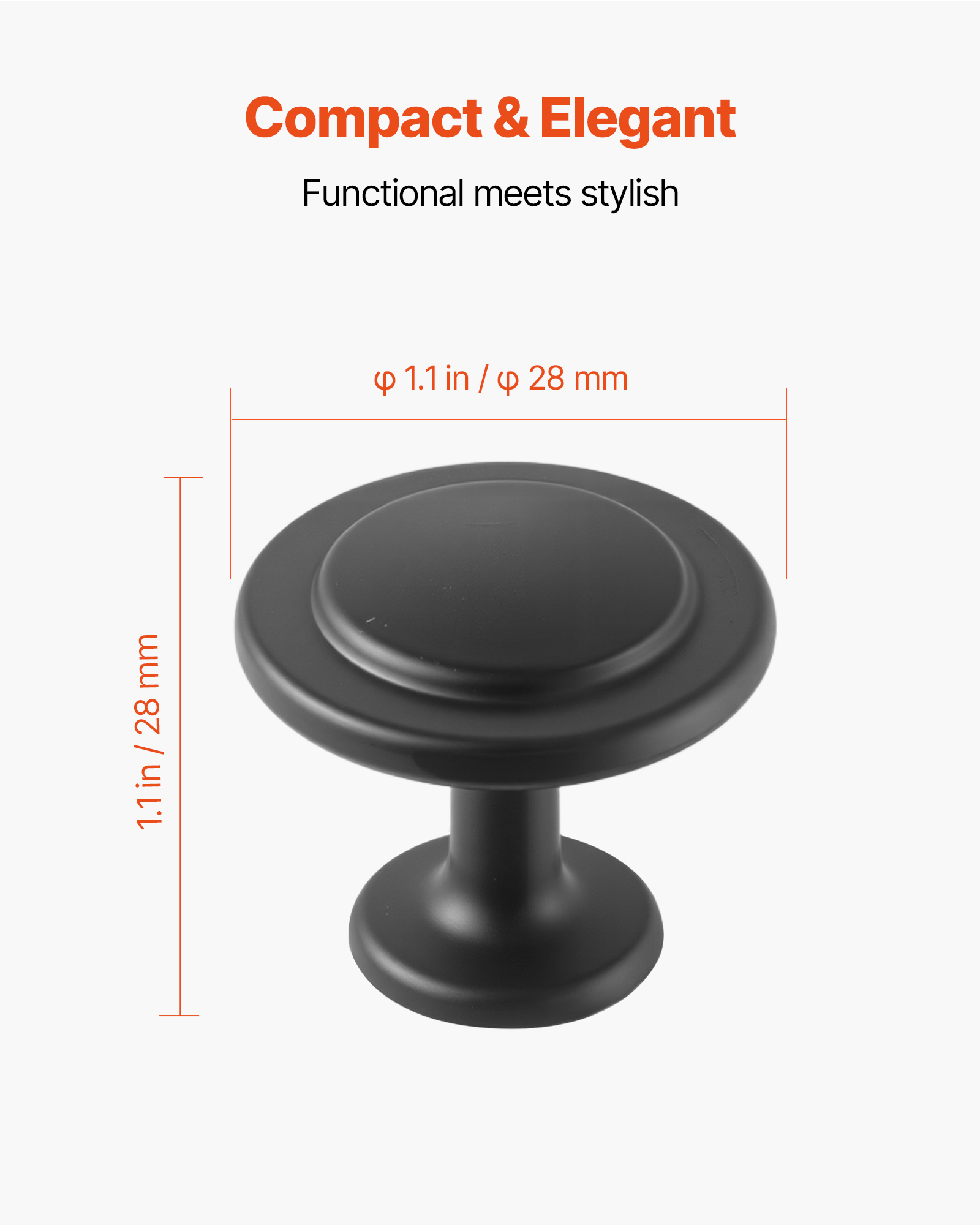 VEVOR Cabinet Knobs, 30 Pack,1.22 Inch Black Zinc Alloy Drawer Pulls & Door Handles,Mushroom Kitchen Solid Knobs Dresser Handles,Cupboard Hardware with Screws for Bathroom Closet Cabinets Drawers