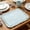 Blue, variant on Rectangular Ruffled Striped Fabric Placemats Breathable Washable Table Mats Anti-Scratch Spill Resistant Cottage Style Decor for Kitchen Daily Dining Party Housewarming Gift