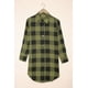 thumbnail image 1 of ABPHQTO Abrigo camisero a cuadros verde con cuello vuelto para mujer, 1 of 5