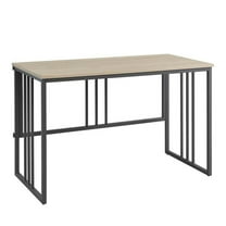 Bowery Hill Modern Collapsible Slatted Mission Desk in White Oak/Gunmetal
