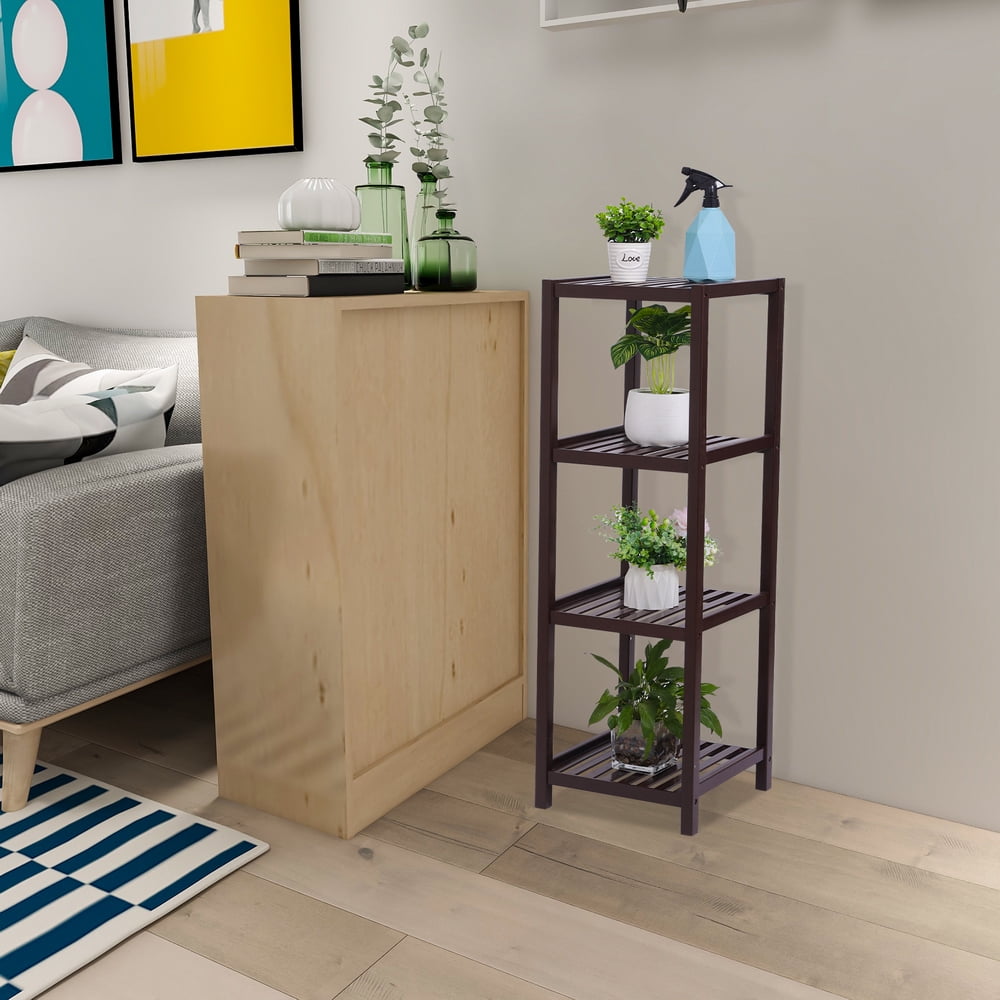 Kepooman Bamboo Bathroom Shelf - 4 Tier Bathroom Shelves Wall Mounted for Towel Storage Shelf, Multifunctional Bathroom Rack Organizer, Dark Brown Kepooman Bamboo Bathroom Shelf - 4 Tier Bathroom Shelves Wall Mounted for Towel Storage Shelf, Multifunctional Bathroom Rack Organizer, Dark Brown