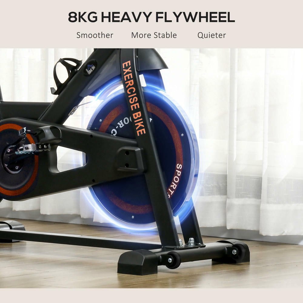 Resenkos Indoor Stationary Exercise Bike with Adjustable Resistance & LCD Monitor - Black/Red