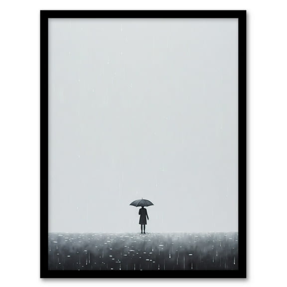 Autumn Walk By Amy Denver Minimalist Soft Pastel Grey Minimalism Simple Modern Artwork Art Print Framed Poster Wall Decor 12x16 inch