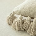 thumbnail image 3 of 16" Handwoven Cotton Throw Pillow Cover with Side Fringed Tassels, Natural, 3 of 10
