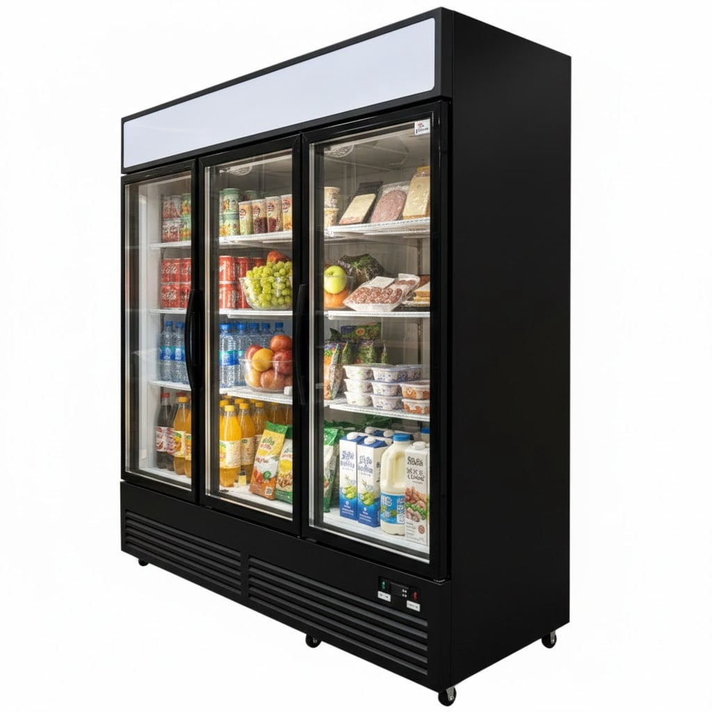 Commercial Merchandiser Refrigerator, 3 Glass Door, Beverage Cooler, 72" x 28" x 81", 49.8 Cu. Ft., NSF Certified