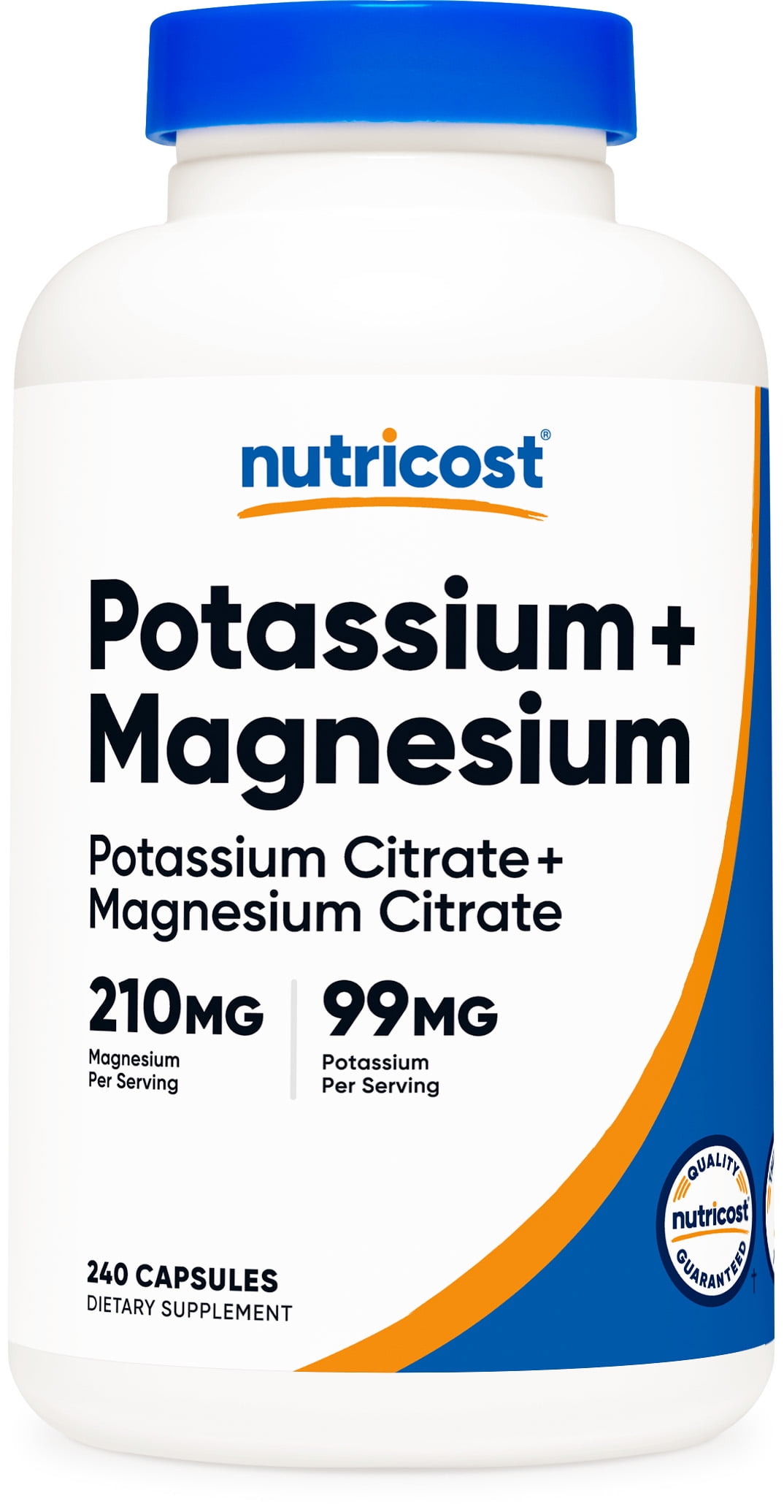 Nutricost Potassium (99 mg) Magnesium (210 mg) Citrates, 240 Capsules - Non-GMO, Gluten Free