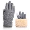 thumbnail image 4 of Bmisegm Mens Winter Warm Gloves Woolen Knitted Touchscreen Winter Thickened Outdoor Cold Proof Warm Mittens Grey, 4 of 4