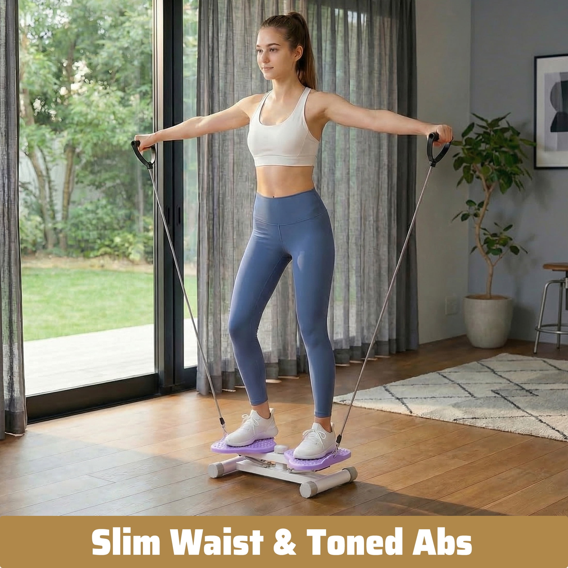CONCETTA Waist Twister Machine Exercise, 300 lbs Weight Capacity for Waist and Abdominal, Weight Loss, Body Sculpting.Massage Base Plate and Non-Slip Surface, Noiseless, Purple