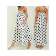 thumbnail image 2 of LMLYSoH Women's Spaghetti Strap Dresses Stylish Dot Print Ruffled Trim Sleeveless Long Dresses for Summer, 2 of 8