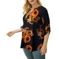 thumbnail image 5 of VERABENDI Women's Plus Size Tops 3/4 Sleeve Tunic Shirts A Buckle Decoration V-Neck Blouses,M-4XL, 5 of 6