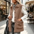 thumbnail image 2 of Staron Women's Sleeveless Vests for Women Casual Basic Collared Button Down Loose Fit Fall Winter Coat Jacket Vest, Brown 3XL, 2 of 7