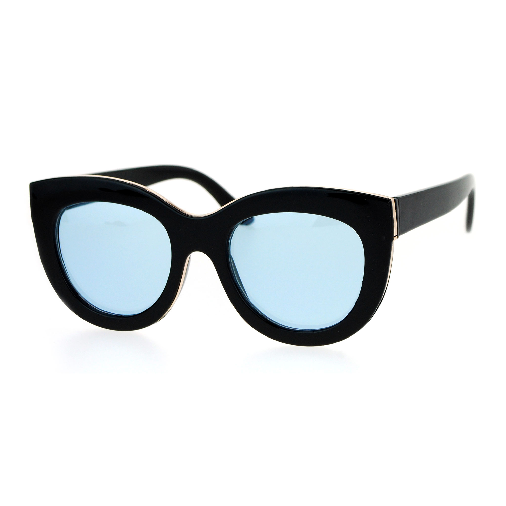 SA106 Diva Thick Plastic Oversize Cat Eye Womens Sunglasses Black Blue - image 2 of 3