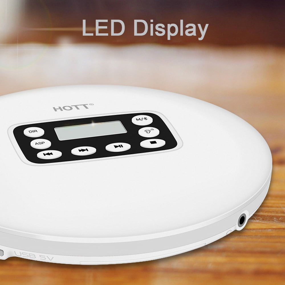 MEGICOT Portable Bluetooth 5.0 CD Player with LED Display, Rechargeable, Anti-Skip Protection, Anti-Shock, Headphone Jack Personal CD Music Disc Player (White)