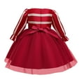 thumbnail image 3 of Girls Princess Dress Tulle Striped Long Sleeve Christmas Birthday Wedding Party Gown, 3 of 7