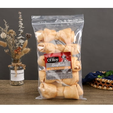 Ol' Roy 6 Inch Beefhide Bones with Chicken Flavor Chews for Dogs, 16 oz, 5 Count/Bag, Pet Treats