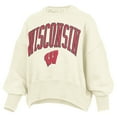 thumbnail image 2 of Women's Pressbox Natural Wisconsin Badgers Oversized Waist-Length Crewneck Sweatshirt, 2 of 3
