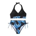 thumbnail image 1 of Gibobby Conjunto de Bikini para Mujer Traje de baño Bikini de triángulo dividido para mujer Conjunto de traje de baño de color sólido estampado(Azul,XL), 1 of 5