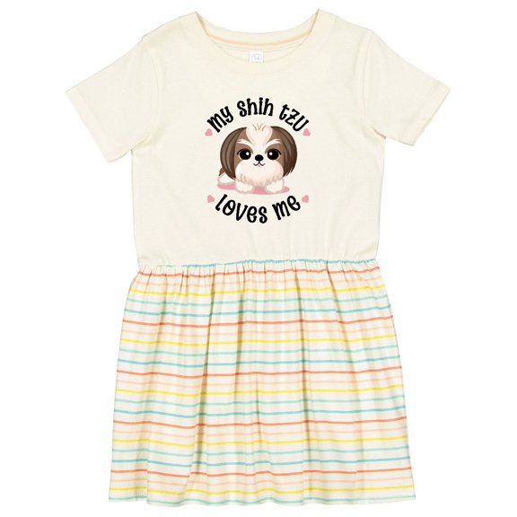 Inktastic My Shih Tzu Dog Loves Me Girls Toddler Dress