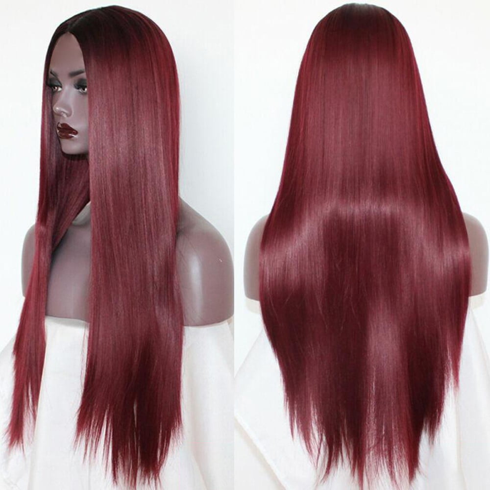 Ruibeauty Ombre Burgundy Wigs Heat Resistant Synthetic Long Straight Hair Soft Walmart