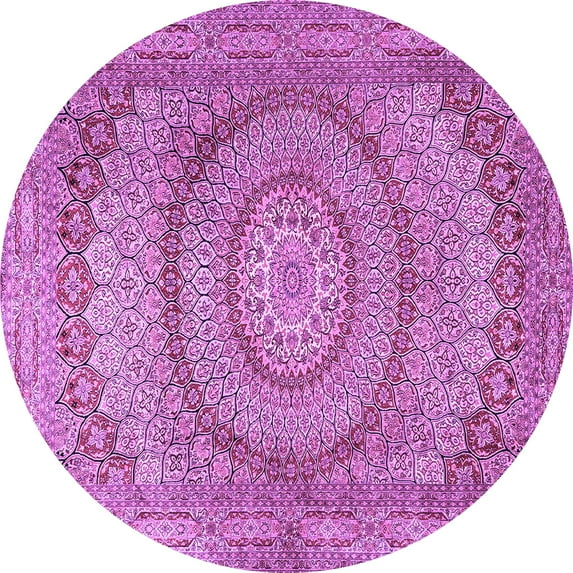 Ahgly Company Indoor Round Medallion Purple Traditional Area Rugs, 3' Round