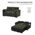 thumbnail image 6 of 3 in 1 Sleeper ,55" Modern Velvet Convertible Pull Out Bed, Loveseat with 2 Toss Pillows and Adjustable Backrest for ,Black, 6 of 8