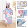 thumbnail image 3 of FORMRS Wearable Blanket Hoodie with Sleeves for Kids Cozy Flannel Sweatshirt, Pink Daisy, 3 of 7