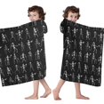 thumbnail image 4 of Black Halloween Dancing Skeleton Pattern Hooded Bath Towel，60"x35" for Ages 3 To 12 Kids, Quick Dry Lightweight Soft Microfiber Hood Beach Towel Cover Up for Kids, 4 of 7