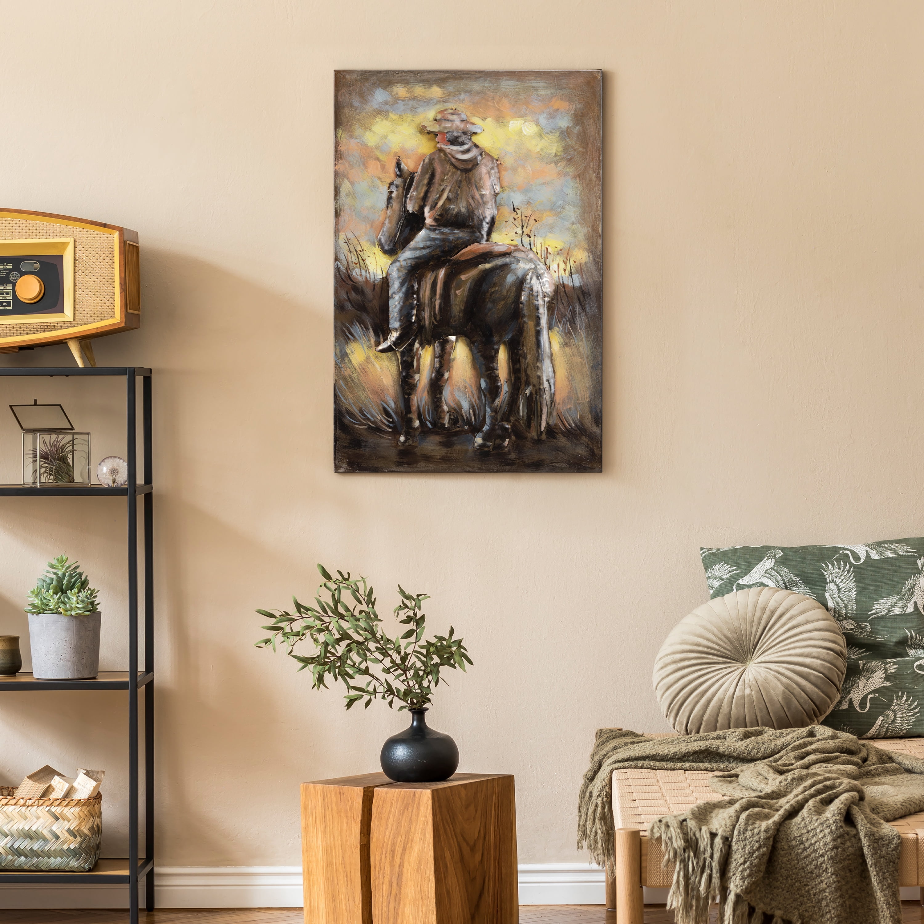 Empire Art Direct Cowboy Hand Painted 3D Metal Wall Art, 24" x 16" x 1.6", Ready to Hang