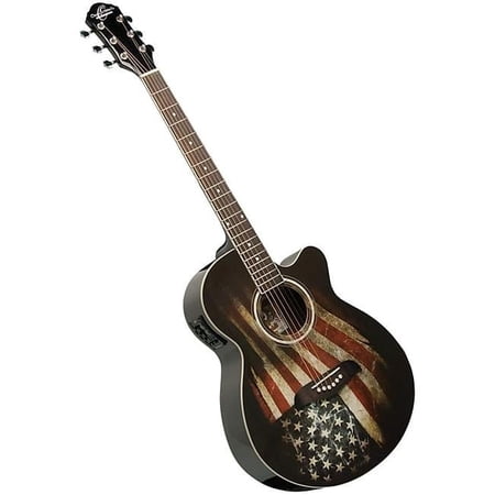 Oscar Schmidt OG10CEFLAG-A-U 6-String American Flag Graphic Acoustic-Electric Guitar