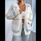 thumbnail image 5 of Suéter Cárdigan Extragrande con Hombros Caídos y Rayas de Colores para Mujer, Abierto Al Frente Azul XL, 5 of 9