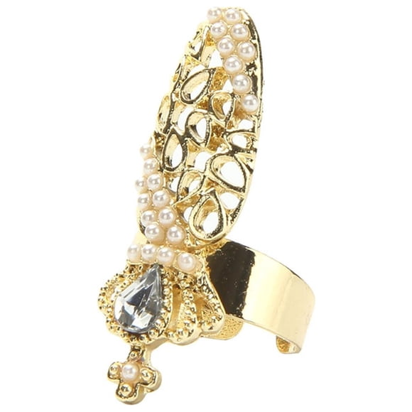 Bradem Rings Clearance! Women Fashion Bowknot Nail Ring Charm Crown Flower Crystal Finger Nail Rings, K, One Size Lady Ring Clearance Sale, 1X Personalized Open Diamond Nail Tip Ring Joint Ring
