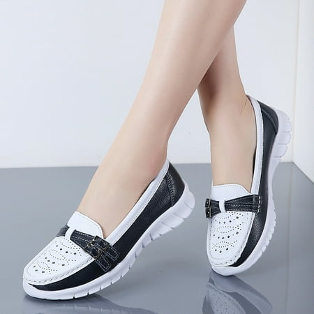 

Women Outdoor Flat Hollow Leather Sports Shoes Peas Shoes Breathable Sneakers