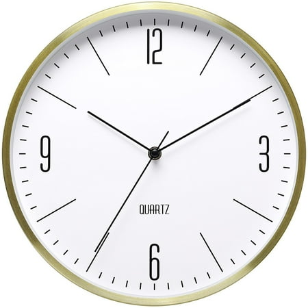 JUANCHENG Aluminum Frame 12 Inch Wall Clock Quiet Operation Large Numbers for Bedroom A