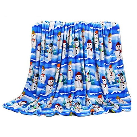 - Gilbin Luxury Soft Cozy Christmas Holiday Pattern Plush Snuggle Throw Soft Fleece Blanket (White Snowmen)
