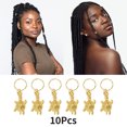 thumbnail image 3 of Ofertas Únicas 10 Pendientes de Anillo para Cabello Tortuga Clips para Dreadlocks Tono Dorado, 3 of 5