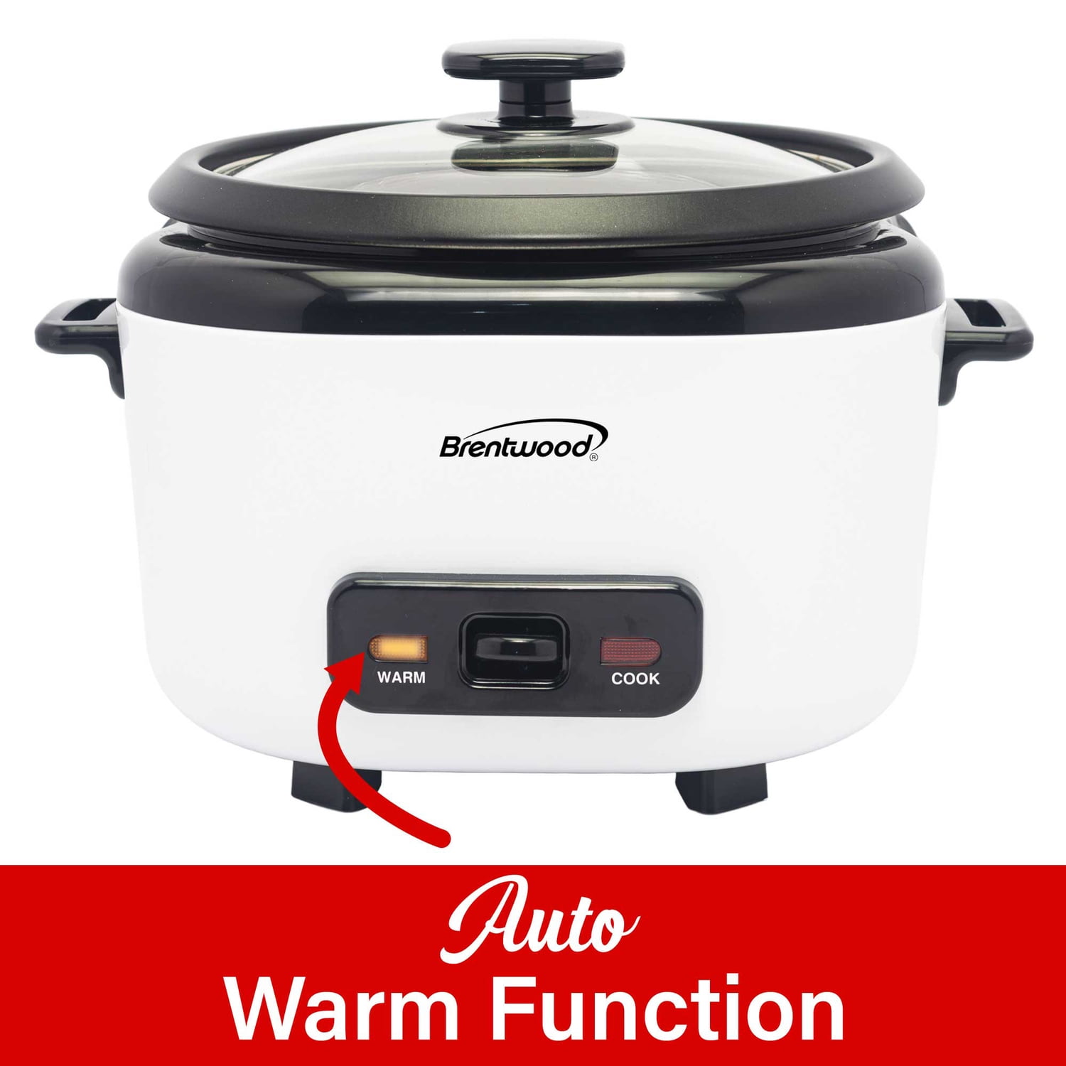 Brentwood 5-Cups Uncooked/10-Cups Cooked Electric Rice Cooker with Measuring Cup and Spatula, White, RC-5010W