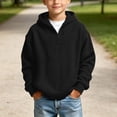 thumbnail image 2 of ZVAVZ Kids Quarter Zip Hoodie Waffle Knit Hooded Sweatshirt Long Sleeve Textured Pullover Hoodies Fashion Casual Back to School Hoody Black 9-10 Years, 2 of 10